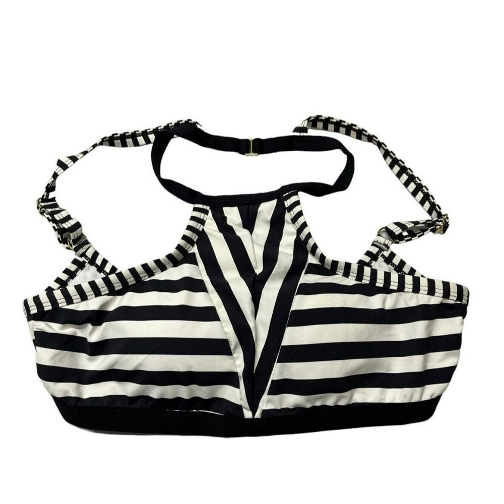 Gianni Bini Womens Black White Bikini Swimsuit Top Womens Medium Padded